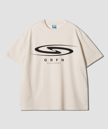 シンボルロゴオーバーサイズ半袖Tシャツ-ナチュラルコットン