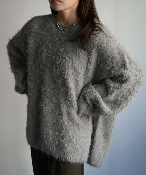 セール】フェザーカラーオーバーニット【ユニセックス】（ニット