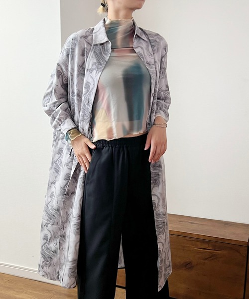 GREENHOX(グリーンホックス)の「ロングシャツワンピース(シャツワンピース・レディース・ホワイト系その他/ホワイト/ブラック・FREE)」の10枚目の写真