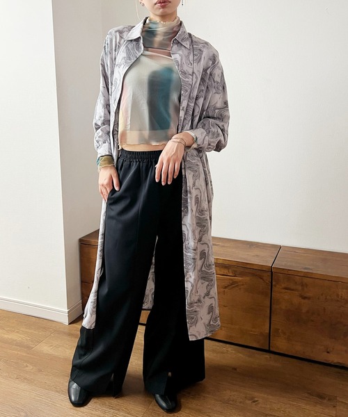 GREENHOX(グリーンホックス)の「ロングシャツワンピース(シャツワンピース・レディース・ホワイト系その他/ホワイト/ブラック・FREE)」の11枚目の写真