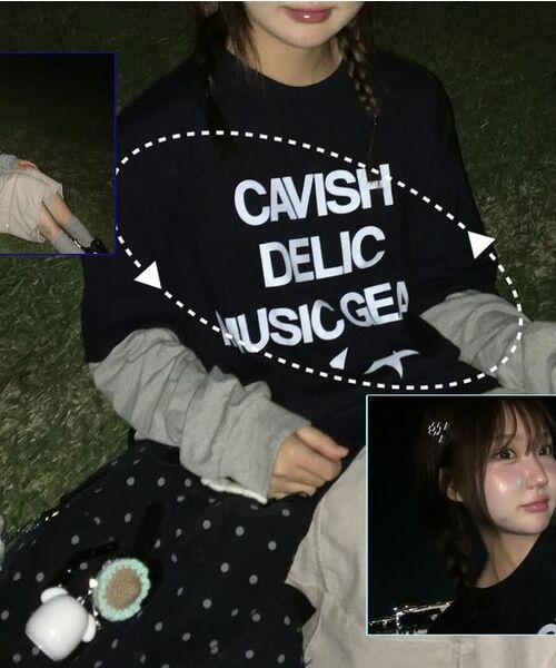 Cavish(カビシ)の「DELIC LAYERED LS TEE NAVY(CV2FSUT579A)(Tシャツ/カットソー・レディース・ネイビー・LARGE/MEDIUM/SMALL)」の16枚目の写真