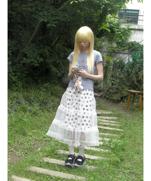 HETIT(ヘティ)の「シアードットロングスカート(ホワイト)(スカート・レディース・その他・FREE)」の2枚目の写真