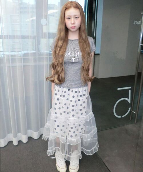 HETIT(ヘティ)の「シアードットロングスカート(ホワイト)(スカート・レディース・その他・FREE)」の8枚目の写真