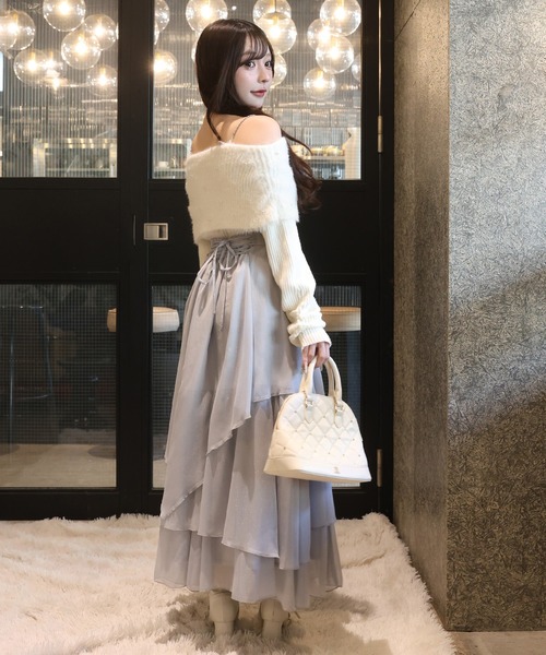 one after another NICE CLAUP(ワンアフターアナザーナイスクラップ)の「イレヘムロングスカート(スカート・レディース・ブラック/ライトグレー/ホワイト・FREE)」の13枚目の写真