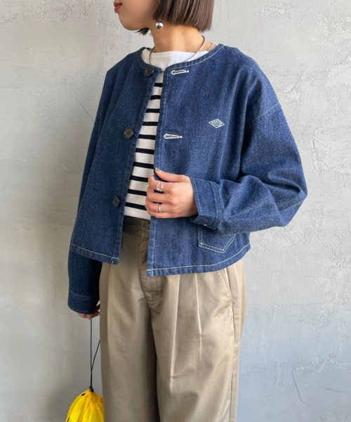 DANTON（ダントン）の「[DANTON/ダントン] 11oz ショート丈ノーカラーデニムジャケット（ノーカラージャケット・レディース・インディゴブルー・38）」の15枚目の写真