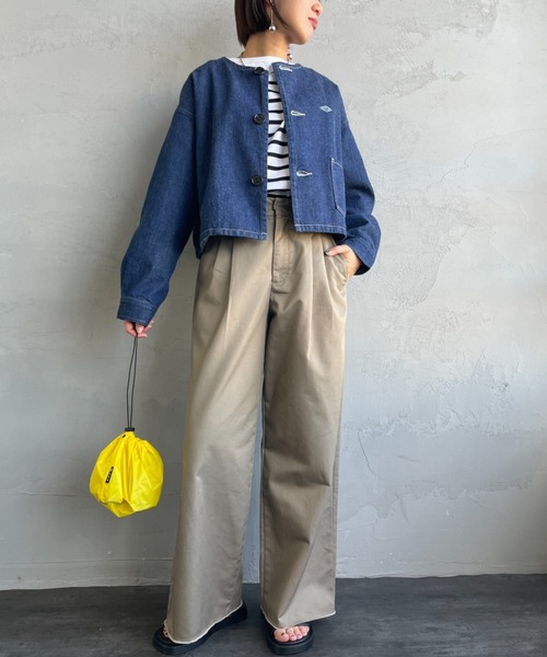 DANTON（ダントン）の「[DANTON/ダントン] 11oz ショート丈ノーカラーデニムジャケット（ノーカラージャケット・レディース・インディゴブルー・38）」の18枚目の写真