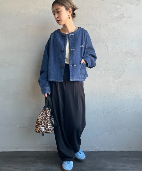 DANTON（ダントン）の「[DANTON/ダントン] 11oz ショート丈ノーカラーデニムジャケット（ノーカラージャケット・レディース・インディゴブルー・38）」の2枚目の写真