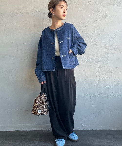 DANTON（ダントン）の「[DANTON/ダントン] 11oz ショート丈ノーカラーデニムジャケット（ノーカラージャケット・レディース・インディゴブルー・38）」の9枚目の写真