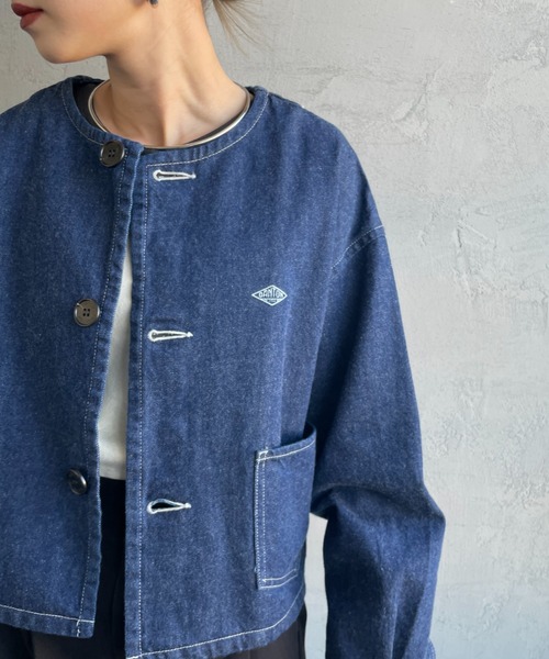 DANTON（ダントン）の「[DANTON/ダントン] 11oz ショート丈ノーカラーデニムジャケット（ノーカラージャケット・レディース・インディゴブルー・38）」の12枚目の写真