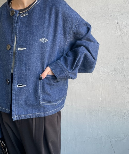 DANTON（ダントン）の「[DANTON/ダントン] 11oz ショート丈ノーカラーデニムジャケット（ノーカラージャケット・レディース・インディゴブルー・38）」の13枚目の写真
