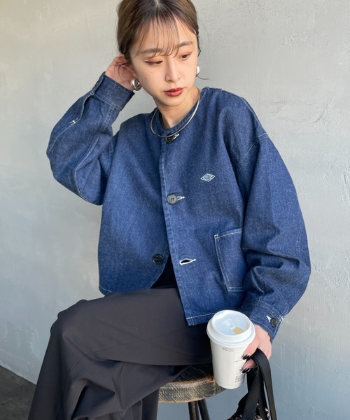 DANTON（ダントン）の「[DANTON/ダントン] 11oz ショート丈ノーカラーデニムジャケット（ノーカラージャケット・レディース・インディゴブルー・38）」の4枚目の写真