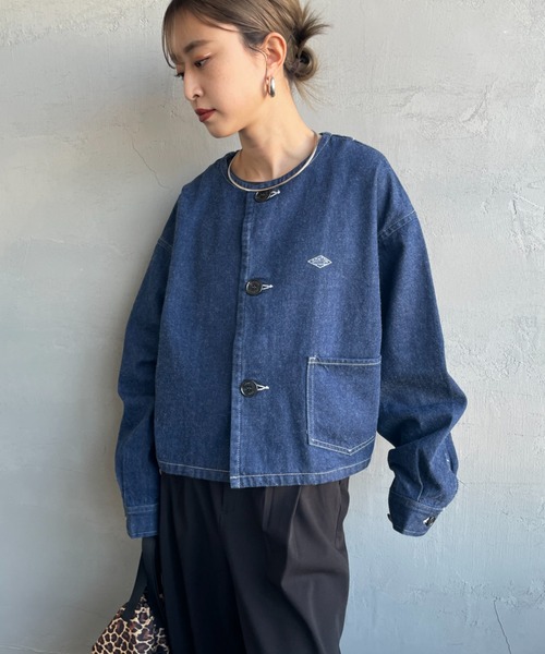DANTON（ダントン）の「[DANTON/ダントン] 11oz ショート丈ノーカラーデニムジャケット（ノーカラージャケット・レディース・インディゴブルー・38）」の6枚目の写真