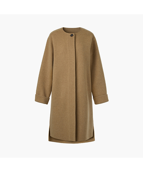 Handmade Cashmere Blend Muffler Coat, Camel（チェスターコート
