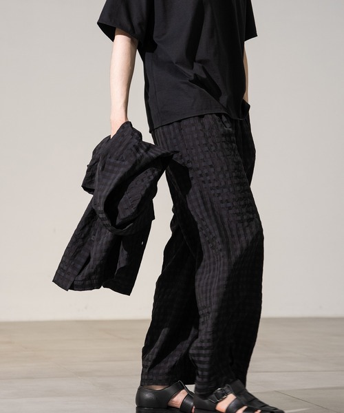 CITY TOKYO（シティトウキョウ）の「【CITY TOKYO/シティートーキョー】ｷﾞﾝｶﾞﾑｻｯｶｰ ﾀｯｸﾊﾟﾝﾂ（その他パンツ・メンズ・チェック/ブラック・1/2）」の4枚目の写真