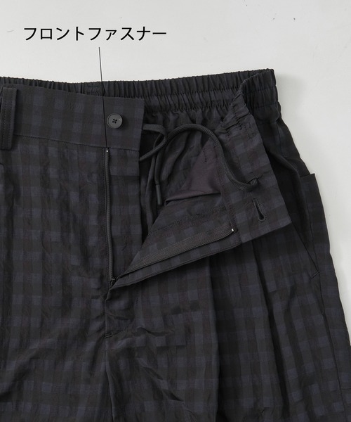 CITY TOKYO（シティトウキョウ）の「【CITY TOKYO/シティートーキョー】ｷﾞﾝｶﾞﾑｻｯｶｰ ﾀｯｸﾊﾟﾝﾂ（その他パンツ・メンズ・チェック/ブラック・1/2）」の9枚目の写真