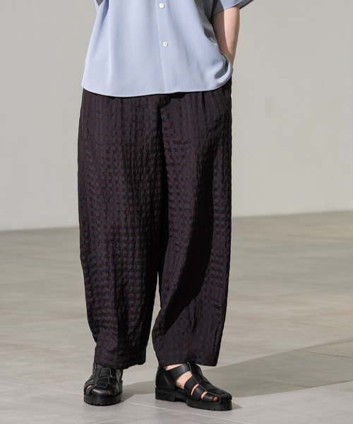 CITY TOKYO（シティトウキョウ）の「【CITY TOKYO/シティートーキョー】ｷﾞﾝｶﾞﾑｻｯｶｰ ﾀｯｸﾊﾟﾝﾂ（その他パンツ・メンズ・チェック/ブラック・1/2）」の11枚目の写真