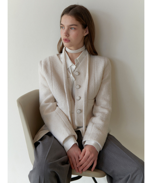 RE_L(リエル)の「Curd tweed jacket (ivory)(テーラードジャケット・レディース・その他・FREE)」の1枚目の写真