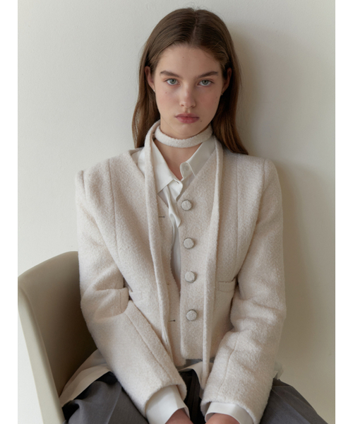 RE_L(リエル)の「Curd tweed jacket (ivory)(テーラードジャケット・レディース・その他・FREE)」の2枚目の写真