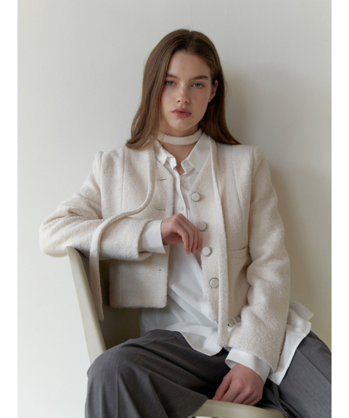 RE_L(リエル)の「Curd tweed jacket (ivory)(テーラードジャケット・レディース・その他・FREE)」の4枚目の写真