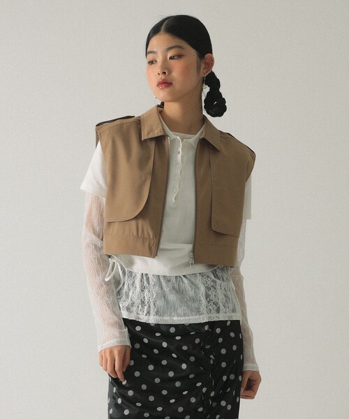 Ray BEAMS(レイビームス)の「ジップ ヨーク ベスト(ベスト・レディース・ブラック/ブラウン系その他3・ONE SIZE)」の1枚目の写真