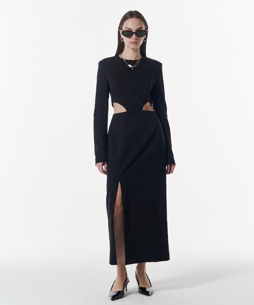 セール】WEST CUTTING SLIT DRESS/ウエストカッティングスリットドレス