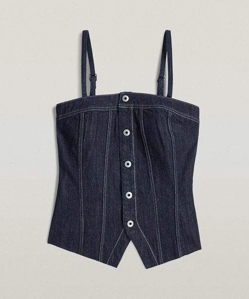 G-STAR(ジースター)の「Kick Bustier Top/スリムデニムビスチェ(ベスト・レディース・ダークインディゴブルー・SMALL/X-SMALL/MEDIUM)」の5枚目の写真