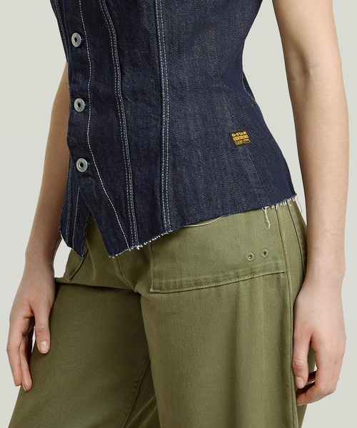 G-STAR(ジースター)の「Kick Bustier Top/スリムデニムビスチェ(ベスト・レディース・ダークインディゴブルー・SMALL/X-SMALL/MEDIUM)」の4枚目の写真