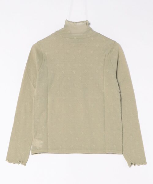 bulle de savon(ビュルデサボン)の「hana×mesh ジャカード ハイネック長袖プルオーバー(Tシャツ/カットソー・レディース・カーキ・FREE)」の9枚目の写真