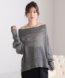 ニット/セーター（グレー/灰色系・オフショルダー）ファッション通販