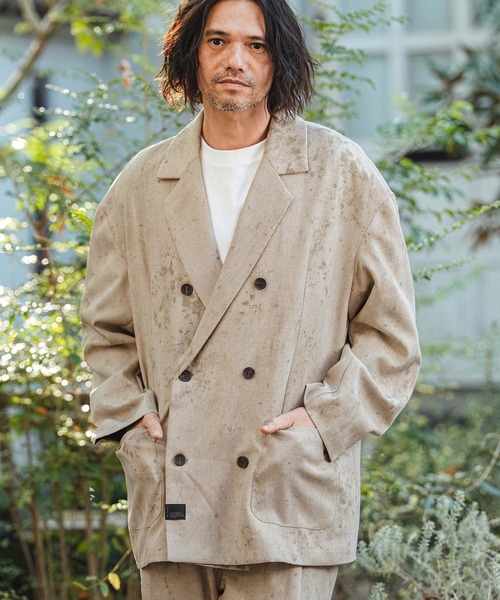 CAMBIO（カンビオ）の「mj11330- Uneven Dye Like Jacquard Double Tailored Jacket ダブルテーラードジャケット(PF-261-002)（テーラードジャケット・メンズ・チャコール/アイボリー・L/M）」の3枚目の写真