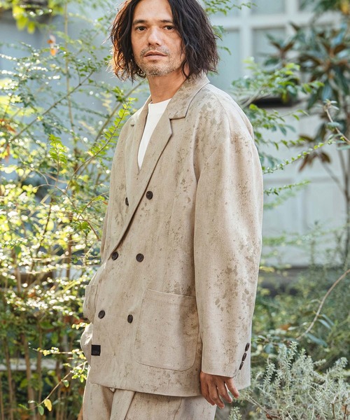 CAMBIO（カンビオ）の「mj11330- Uneven Dye Like Jacquard Double Tailored Jacket ダブルテーラードジャケット(PF-261-002)（テーラードジャケット・メンズ・チャコール/アイボリー・L/M）」の4枚目の写真