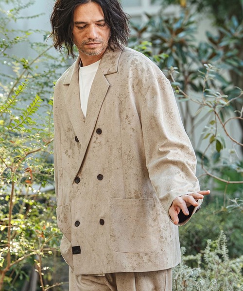 CAMBIO（カンビオ）の「mj11330- Uneven Dye Like Jacquard Double Tailored Jacket ダブルテーラードジャケット(PF-261-002)（テーラードジャケット・メンズ・チャコール/アイボリー・L/M）」の5枚目の写真