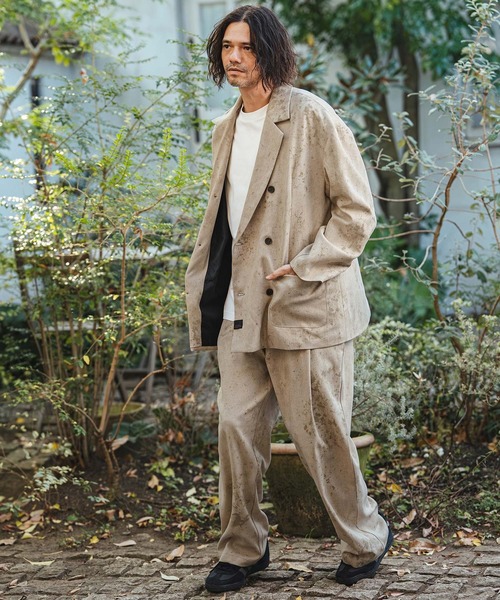 CAMBIO（カンビオ）の「mj11330- Uneven Dye Like Jacquard Double Tailored Jacket ダブルテーラードジャケット(PF-261-002)（テーラードジャケット・メンズ・チャコール/アイボリー・L/M）」の6枚目の写真