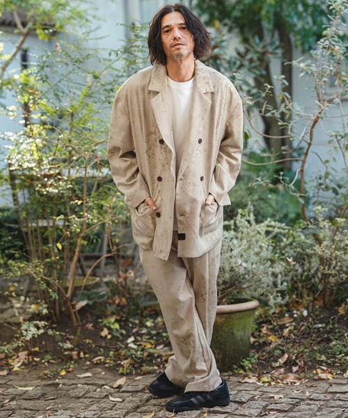 CAMBIO（カンビオ）の「mj11330- Uneven Dye Like Jacquard Double Tailored Jacket ダブルテーラードジャケット(PF-261-002)（テーラードジャケット・メンズ・チャコール/アイボリー・L/M）」の7枚目の写真