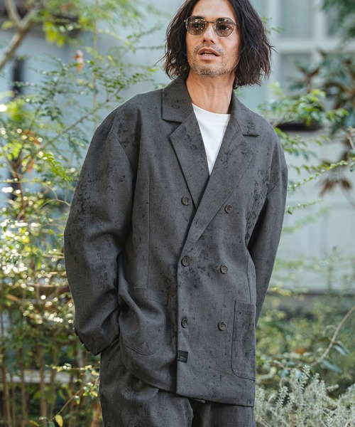 CAMBIO（カンビオ）の「mj11330- Uneven Dye Like Jacquard Double Tailored Jacket ダブルテーラードジャケット(PF-261-002)（テーラードジャケット・メンズ・チャコール/アイボリー・L/M）」の8枚目の写真