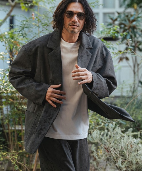 CAMBIO（カンビオ）の「mj11330- Uneven Dye Like Jacquard Double Tailored Jacket ダブルテーラードジャケット(PF-261-002)（テーラードジャケット・メンズ・チャコール/アイボリー・L/M）」の9枚目の写真
