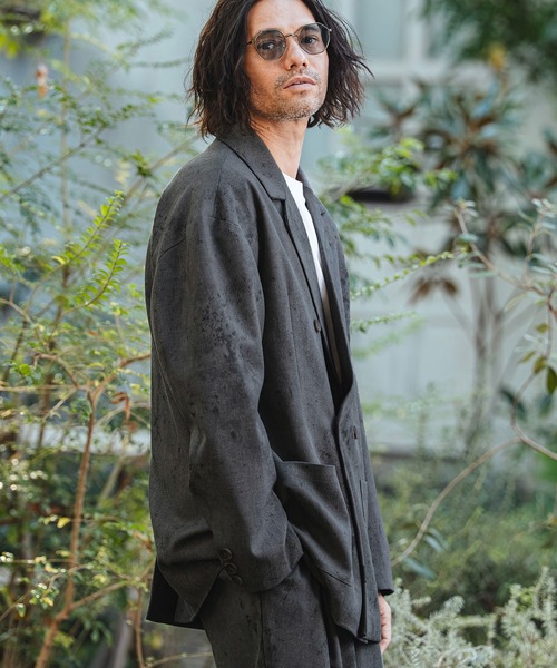 CAMBIO（カンビオ）の「mj11330- Uneven Dye Like Jacquard Double Tailored Jacket ダブルテーラードジャケット(PF-261-002)（テーラードジャケット・メンズ・チャコール/アイボリー・L/M）」の10枚目の写真