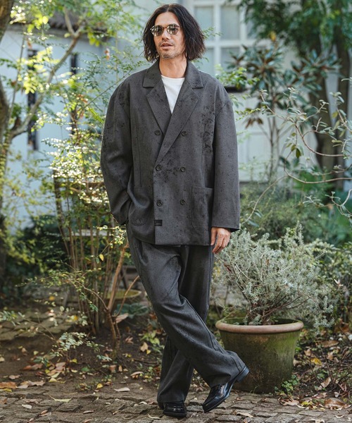CAMBIO（カンビオ）の「mj11330- Uneven Dye Like Jacquard Double Tailored Jacket ダブルテーラードジャケット(PF-261-002)（テーラードジャケット・メンズ・チャコール/アイボリー・L/M）」の11枚目の写真