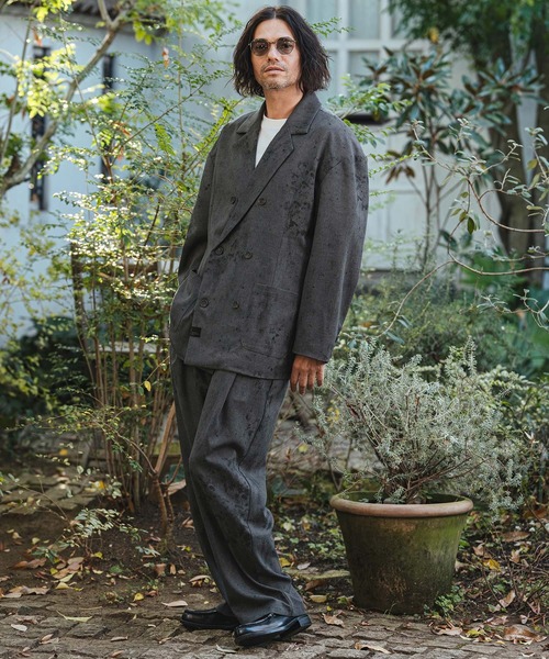 CAMBIO（カンビオ）の「mj11330- Uneven Dye Like Jacquard Double Tailored Jacket ダブルテーラードジャケット(PF-261-002)（テーラードジャケット・メンズ・チャコール/アイボリー・L/M）」の12枚目の写真