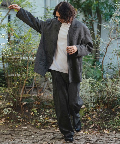 CAMBIO（カンビオ）の「mj11330- Uneven Dye Like Jacquard Double Tailored Jacket ダブルテーラードジャケット(PF-261-002)（テーラードジャケット・メンズ・チャコール/アイボリー・L/M）」の13枚目の写真