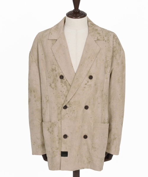 CAMBIO（カンビオ）の「mj11330- Uneven Dye Like Jacquard Double Tailored Jacket ダブルテーラードジャケット(PF-261-002)（テーラードジャケット・メンズ・チャコール/アイボリー・L/M）」の14枚目の写真