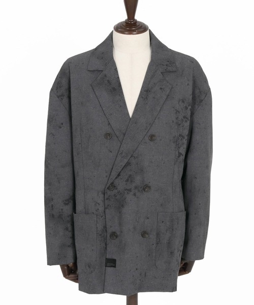 CAMBIO（カンビオ）の「mj11330- Uneven Dye Like Jacquard Double Tailored Jacket ダブルテーラードジャケット(PF-261-002)（テーラードジャケット・メンズ・チャコール/アイボリー・L/M）」の17枚目の写真