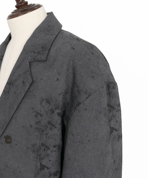 CAMBIO（カンビオ）の「mj11330- Uneven Dye Like Jacquard Double Tailored Jacket ダブルテーラードジャケット(PF-261-002)（テーラードジャケット・メンズ・チャコール/アイボリー・L/M）」の20枚目の写真