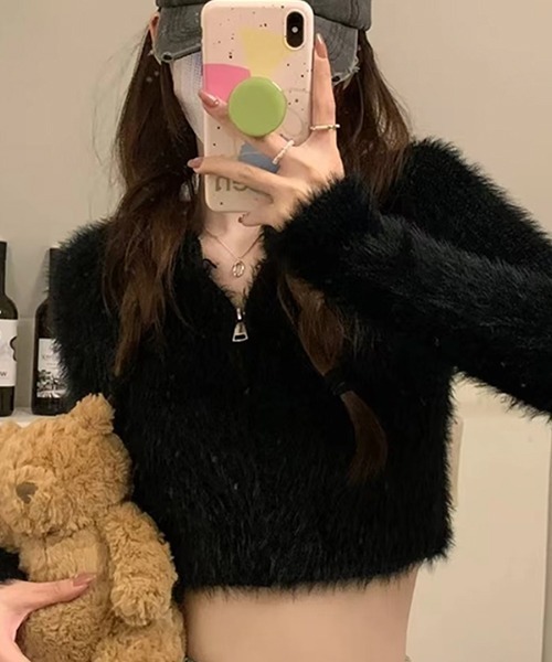 セール】モヘアライク シャギーファーショートジャケット（その他