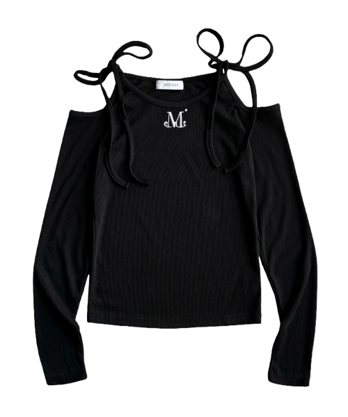 MUCENT(ムセント)の「ネキリボンオフショルダーティー (3カラー)(Tシャツ/カットソー・レディース・ホワイト/ブラック/グレー・FREE)」の8枚目の写真