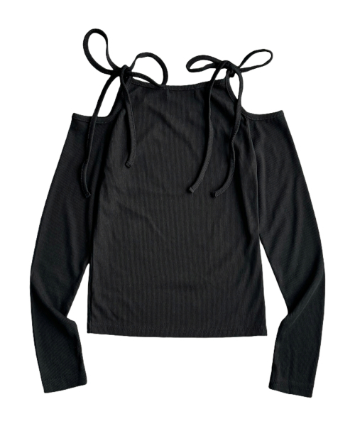 MUCENT(ムセント)の「ネキリボンオフショルダーティー (3カラー)(Tシャツ/カットソー・レディース・ホワイト/ブラック/グレー・FREE)」の9枚目の写真