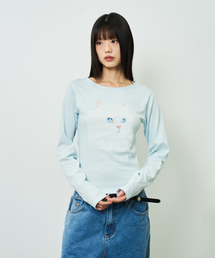 chancechance | CAT PRINTED WOMAN LONGSLEEVE T-SHIRT(Tシャツ/カットソー)
