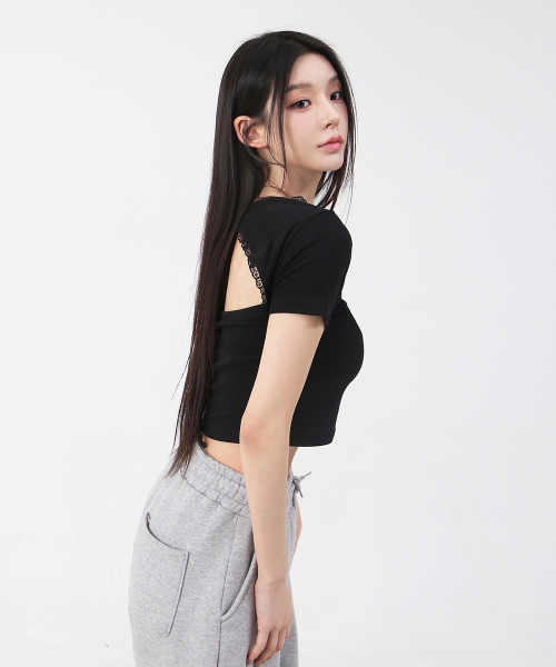 CATTLINE(カトリン)の「レースVネッククロップTシャツホワイト(Tシャツ/カットソー・レディース・その他・FREE)」の3枚目の写真
