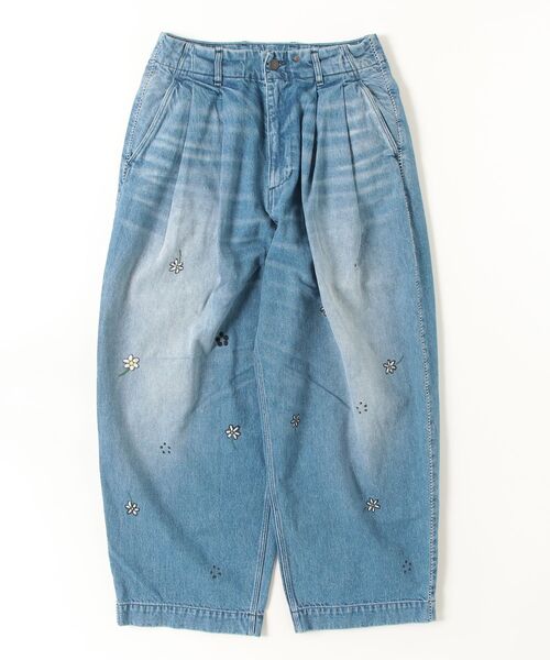 my beautiful landlet(マイビューティフルランドレット)の「【my beautiful landlet】12.5oz DENIM TUCK WIDE PANTS - Used Wash Print(デニムパンツ・メンズ・ブルー/ブラック・0/1/2)」の11枚目の写真