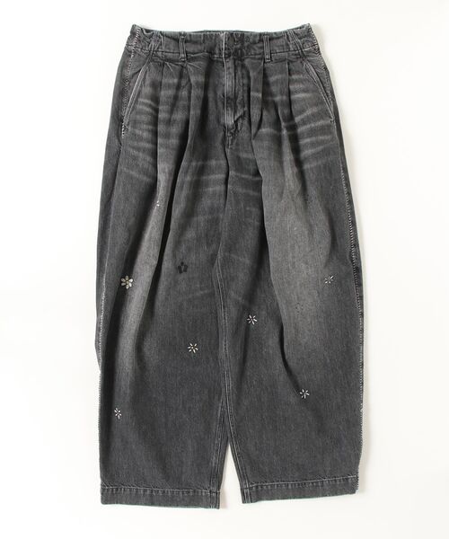 my beautiful landlet(マイビューティフルランドレット)の「【my beautiful landlet】12.5oz DENIM TUCK WIDE PANTS - Used Wash Print(デニムパンツ・メンズ・ブルー/ブラック・0/1/2)」の10枚目の写真